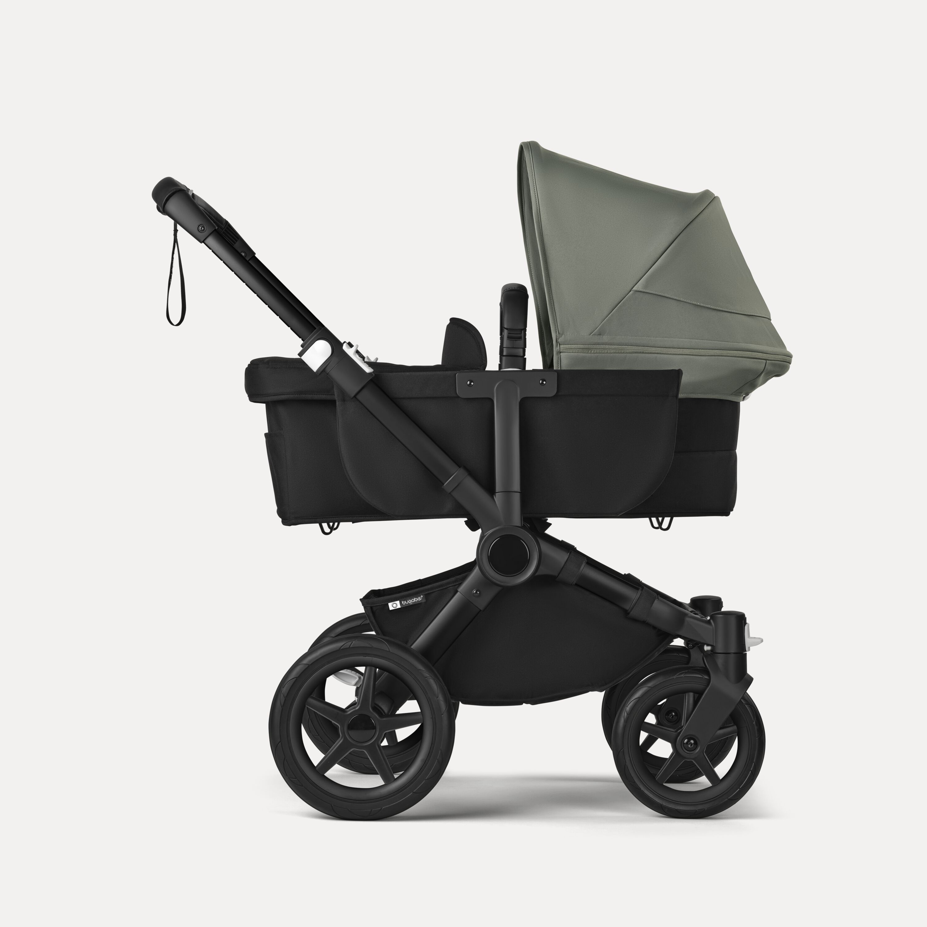 PP Bugaboo Donkey 5 Mono bassinet and seat stroller black base, midnight black fabrics, forest green sun canopy - Main Modal Image Slide 3 of 4