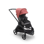 Bugaboo Dragonfly seat stroller with black chassis, grey melange fabrics and sunrise red sun canopy. - Thumbnail Slide 1 of 18