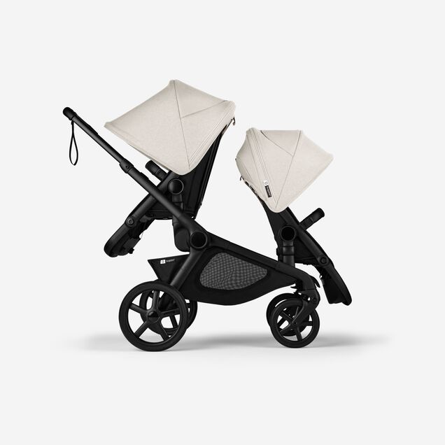 Bugaboo Kangaroo tandem stroller black base, midnight black fabrics, misty white sun canopy - Main Image Slide 4 of 18