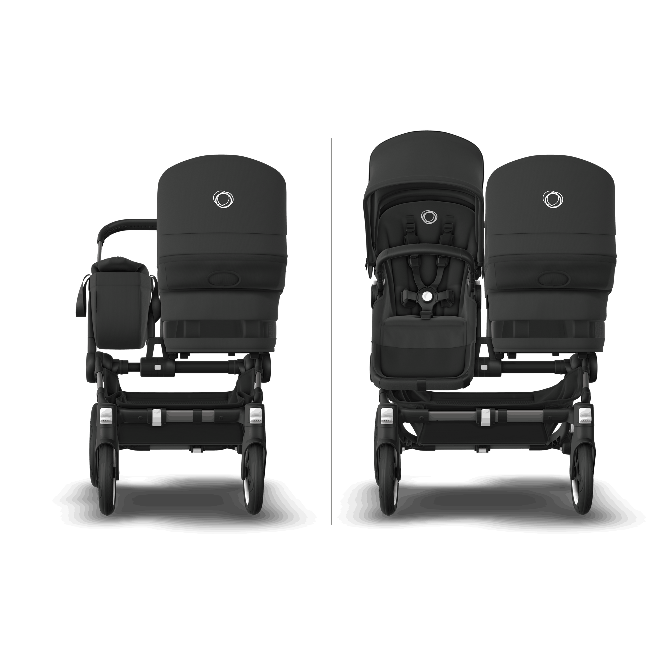 PP Bugaboo Donkey 5 Mono bassinet and seat stroller black base, grey mélange fabrics, grey mélange sun canopy - Thumbnail Slide 5 of 9