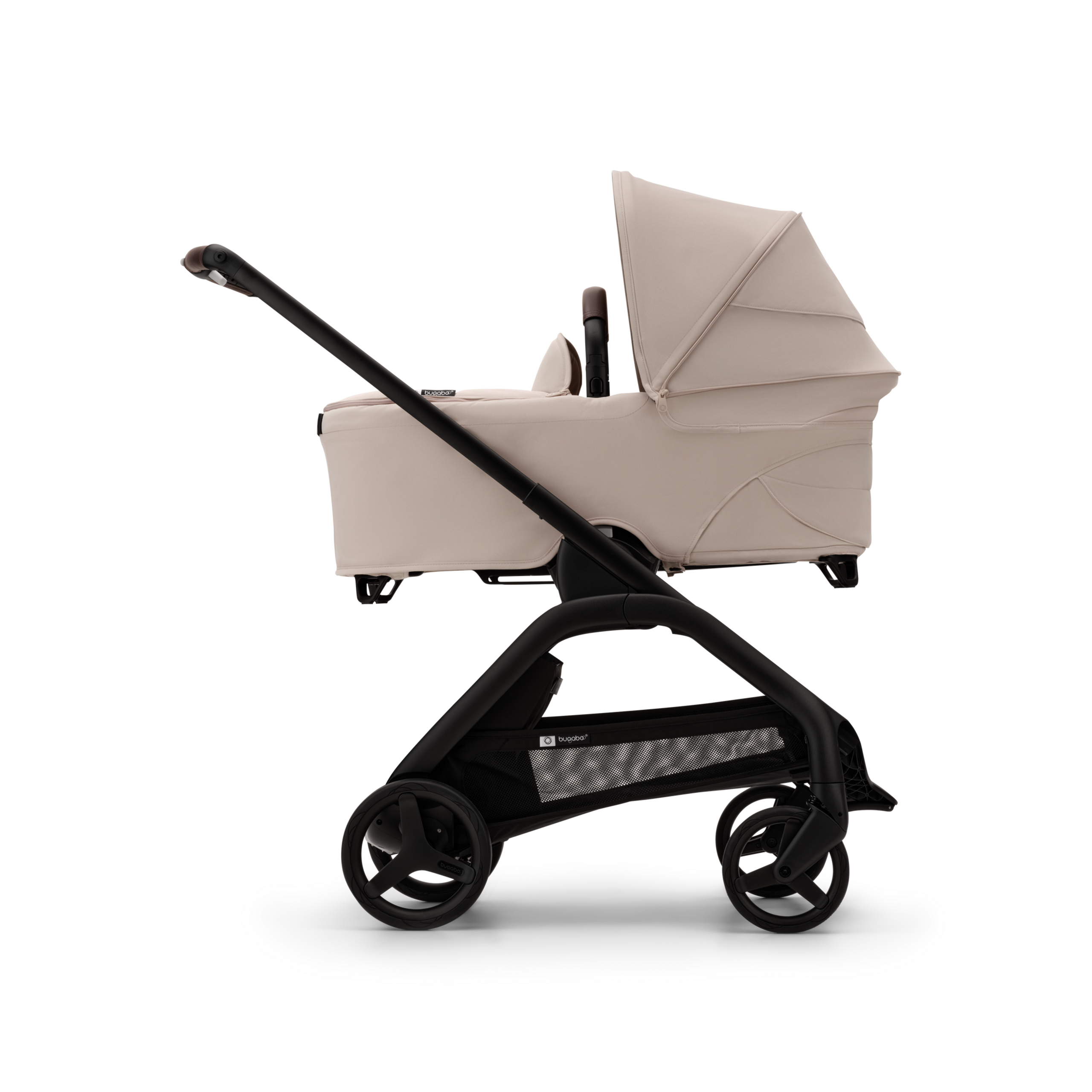 Refurbished Bugaboo Dragonfly 2-in-1 pushchair black base, desert taupe fabrics, desert taupe sun canopy - Thumbnail Slide 3 of 10