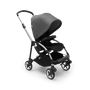 Bugaboo Bee 6 seat stroller grey mélange sun canopy, black fabrics, aluminium base