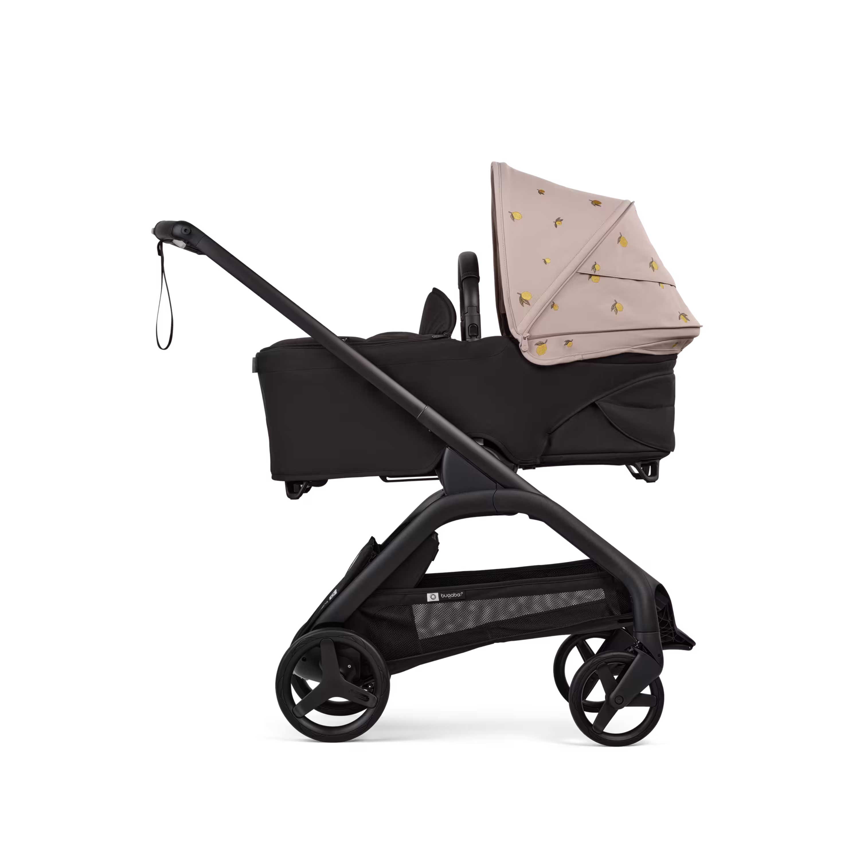 Bugaboo x Konges SlØjd limited edition Dragonfly bassinet and seat stroller black base, midnight black fabrics, desert taupe melange sun canopy - Main Modal Image Slide 3 of 16
