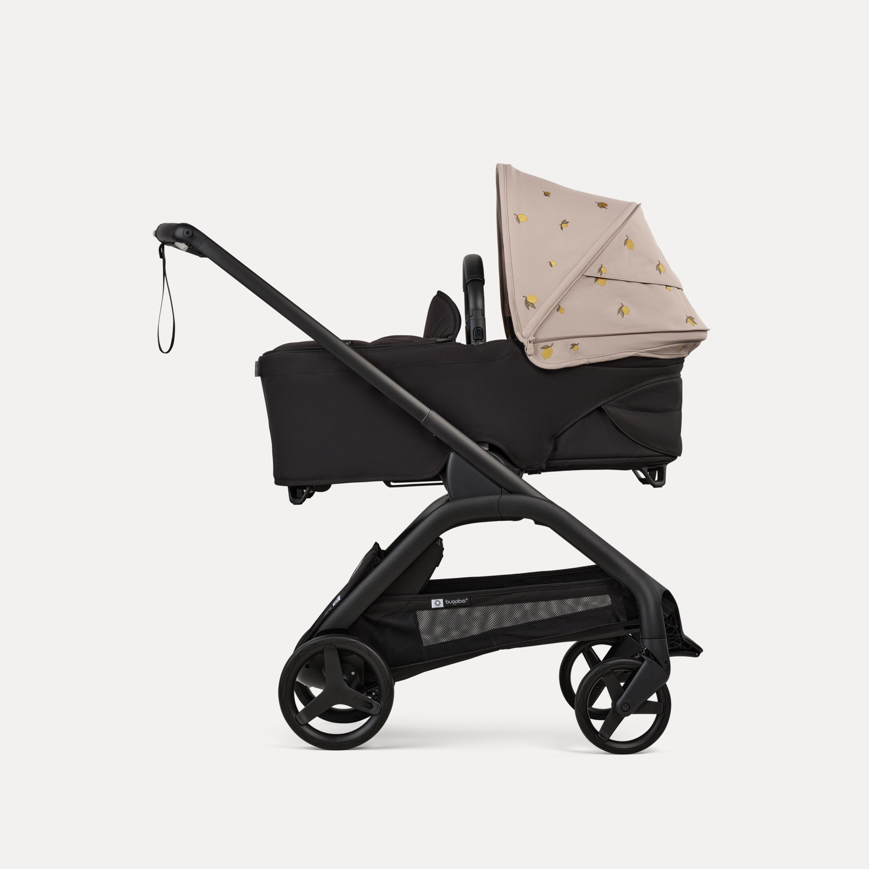 Bugaboo x Konges SlØjd limited edition Dragonfly bassinet and seat stroller black base, midnight black fabrics, desert taupe melange sun canopy - Main Modal Image Slide 3 of 16