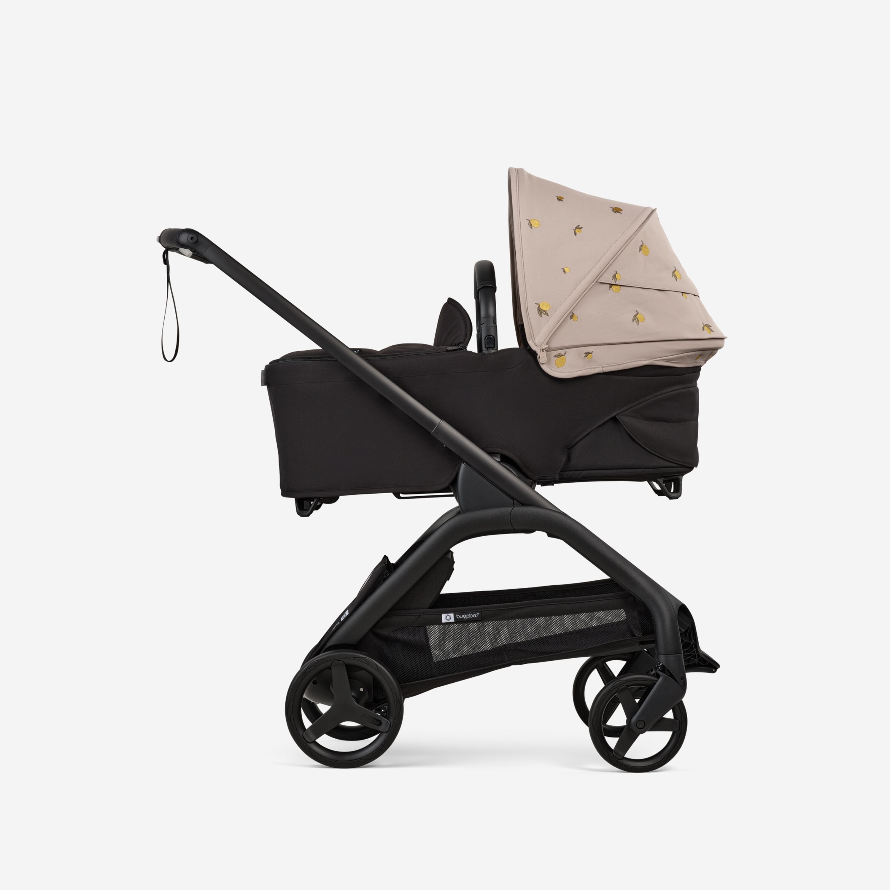 Bugaboo x Konges SlØjd limited edition Dragonfly bassinet and seat stroller black base, midnight black fabrics, desert taupe melange sun canopy - Main Modal Image Slide 3 of 16