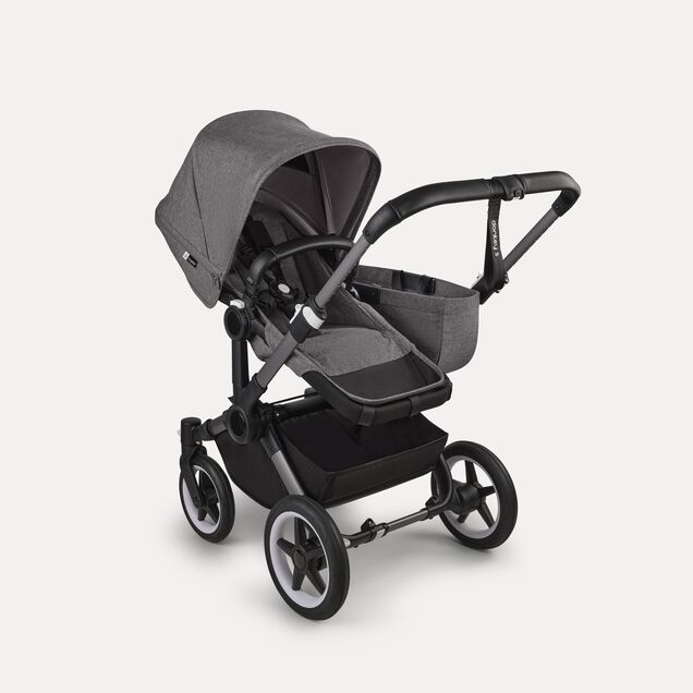 Bugaboo Donkey 5 Mono 2-in-1 stroller graphite base, grey mélange fabrics, grey mélange sun canopy - Main Image Slide 2 of 12