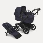 Bugaboo Donkey 6 2-in-1  pram black base, deep indigo fabrics, deep indigo sun canopy