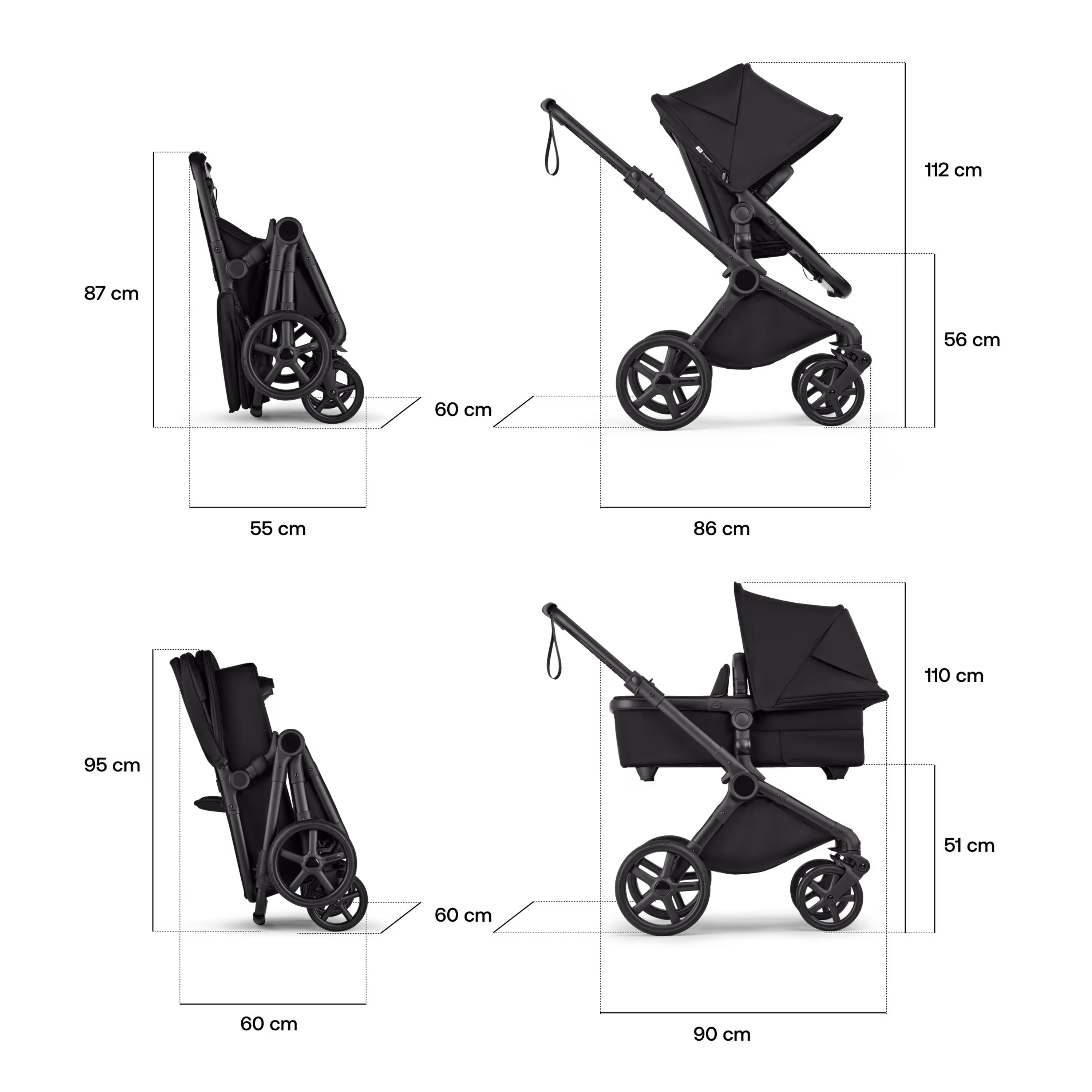Bugaboo Cub 2-in-1 pram black base, heritage black fabrics, heritage black sun canopy - Main Modal Image Slide 7 of 11