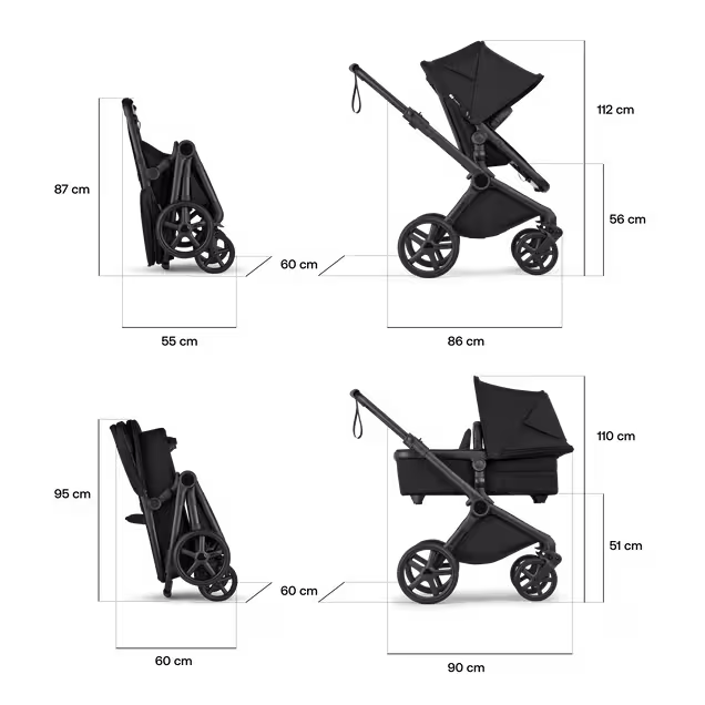 Bugaboo Cub 2-in-1 pram black base, heritage black fabrics, heritage black sun canopy - Main Image Slide 7 of 11