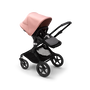 Bugaboo Fox 3 seat stroller with black frame, grey fabrics, and pink sun canopy. - Thumbnail Slide 6 of 7