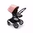 Bugaboo Fox 3 seat stroller with black frame, grey fabrics, and pink sun canopy. - Thumbnail Slide 6 of 7