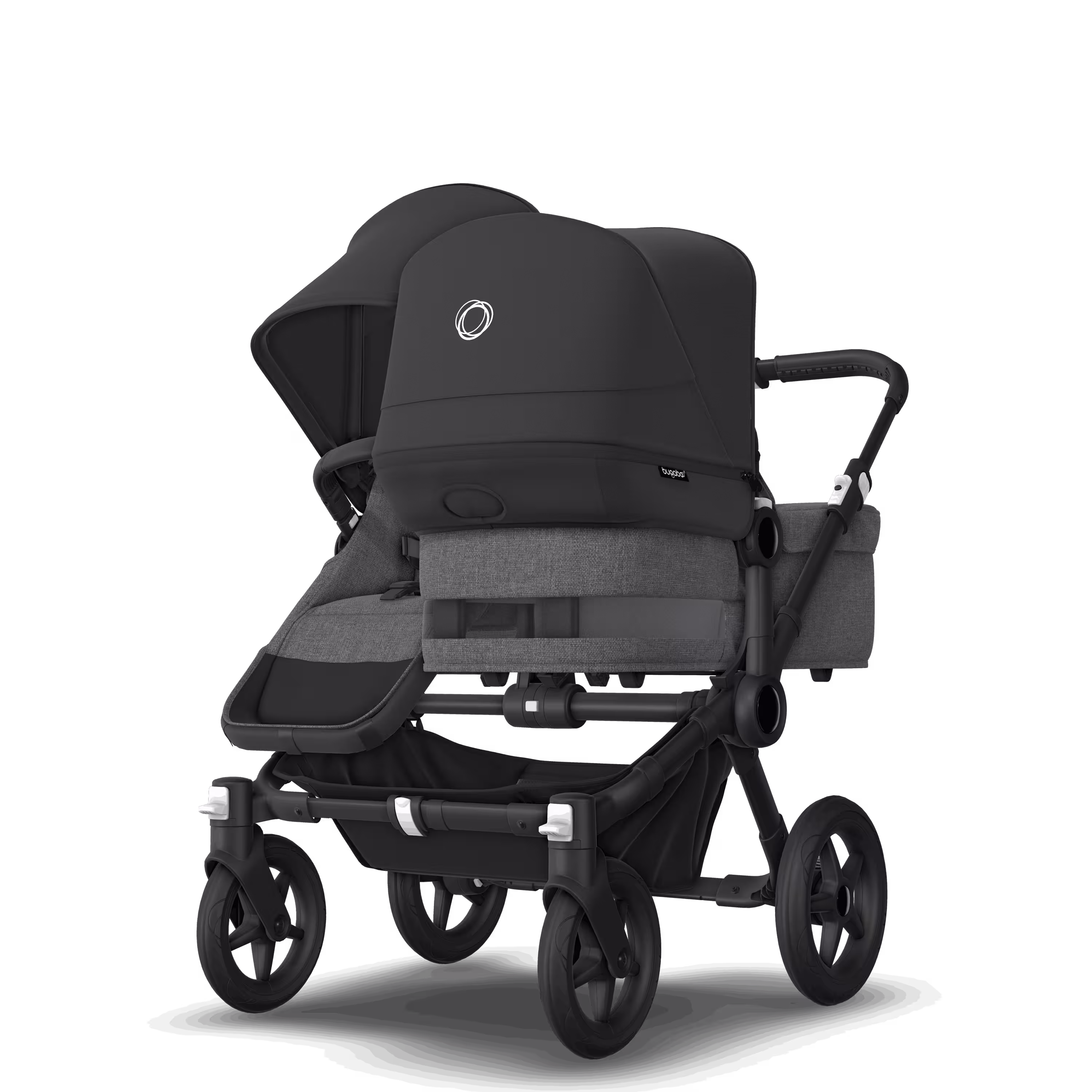 Bugaboo Donkey 5 Duo double stroller black base, grey mélange fabrics, midnight black sun canopy - Main Modal Image Slide 3 of 11