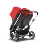 Bugaboo Donkey 3 Twin red canopy, grey melange seat, aluminum chassis - Thumbnail Slide 6 of 6