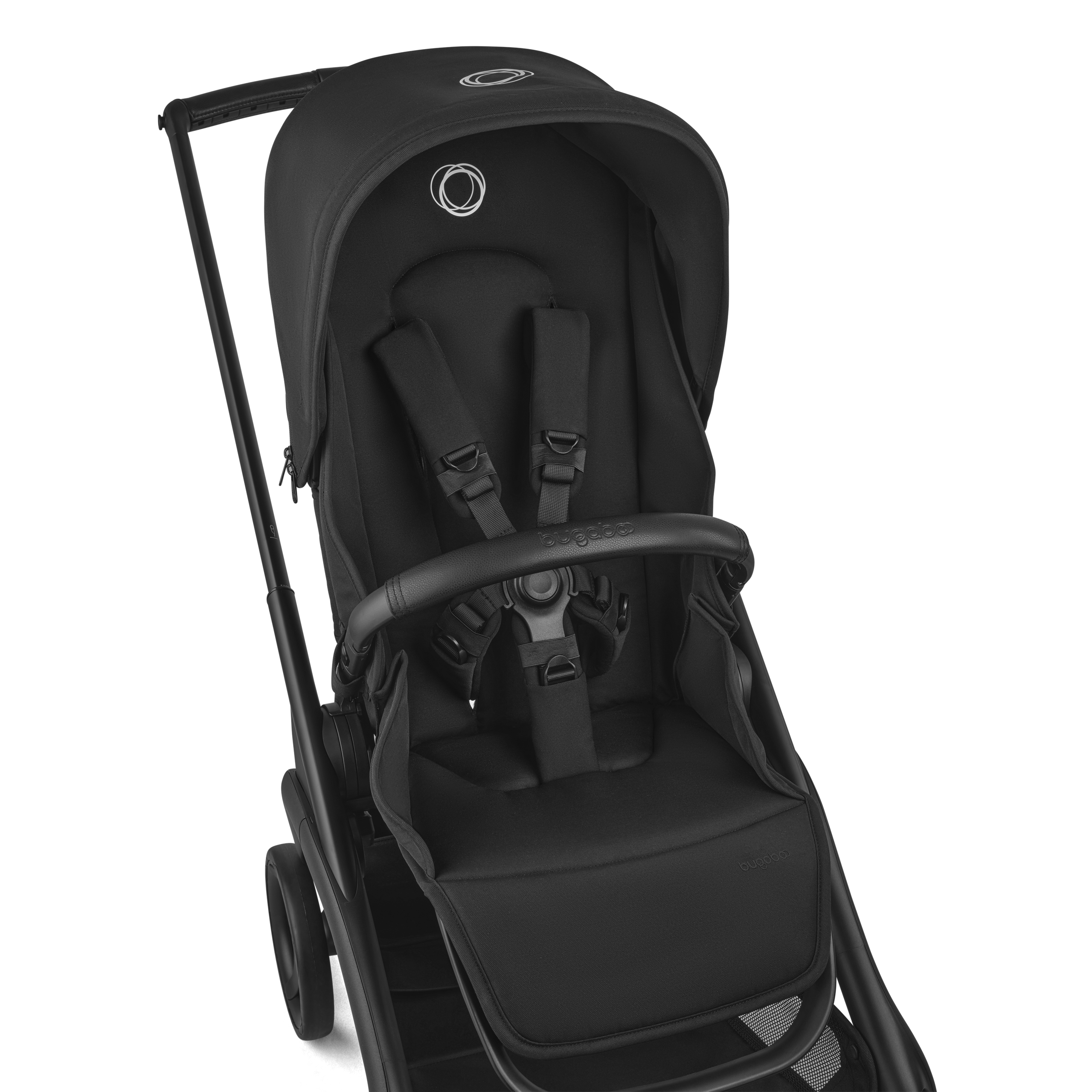 Bugaboo Dragonfly Plus seat stroller black base, grey melange fabrics, misty white sun canopy - Thumbnail Slide 9 of 11