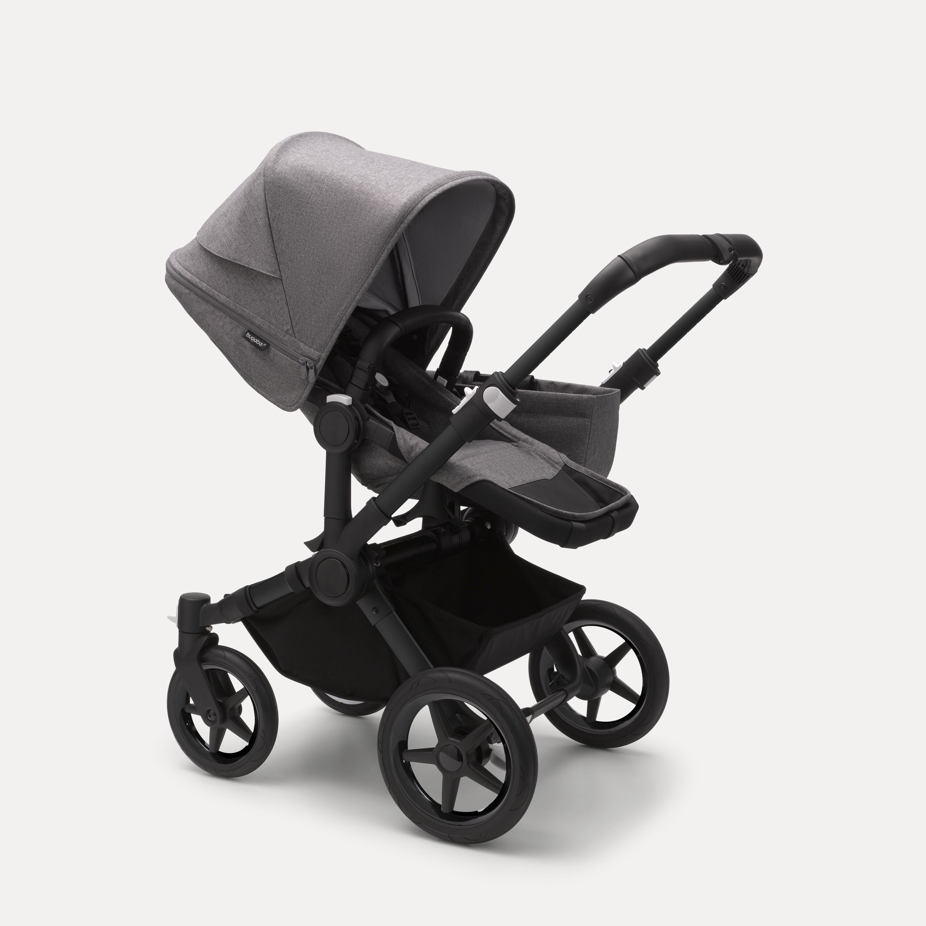 PP Bugaboo Donkey 5 Mono bassinet and seat stroller black base, grey mélange fabrics, grey mélange sun canopy - Main Modal Image Slide 2 of 2