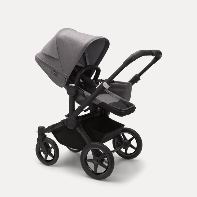 PP Bugaboo Donkey 5 Mono bassinet and seat stroller black base, grey mélange fabrics, grey mélange sun canopy - Main Image Slide 2 of 2