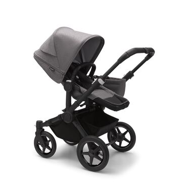 PP Bugaboo Donkey 5 Mono bassinet and seat stroller black base, grey mélange fabrics, grey mélange sun canopy - view 2