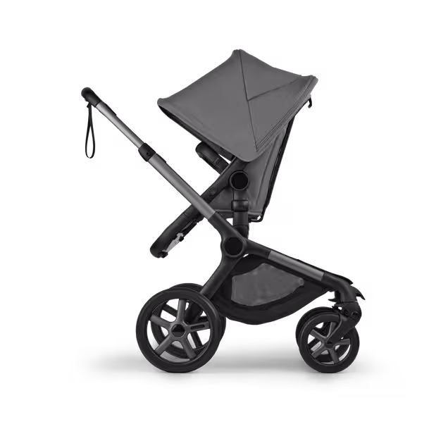 Bugaboo Fox 5 Renew seat pushchair, with graphite chassis, Moon Grey fabrics, and Moon Grey sun canopy. - Main Image Slide 3 of 12
