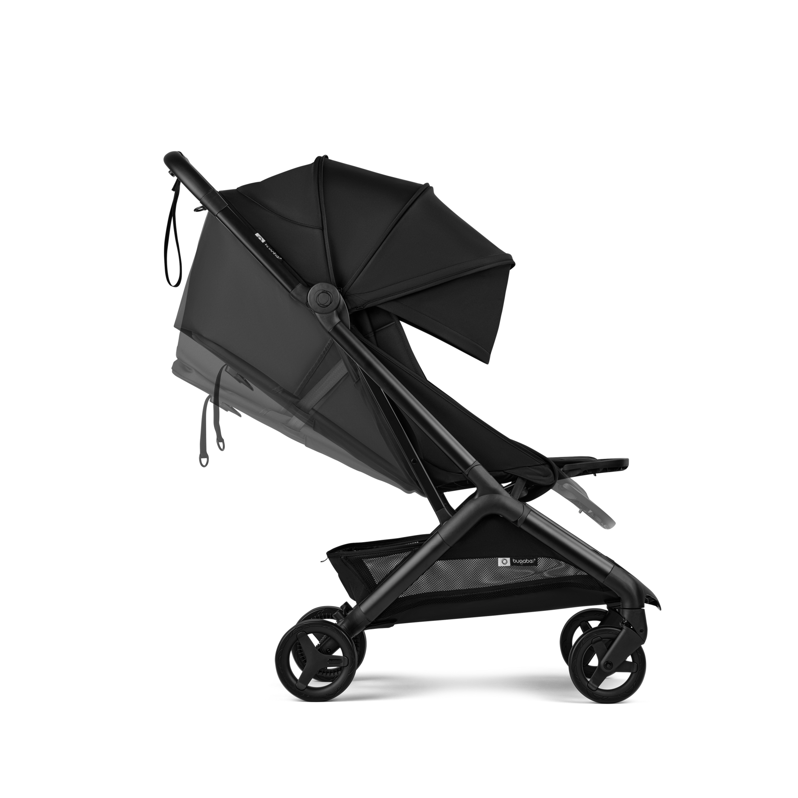 Bugaboo Butterfly 2 travel stroller black base, dusty pink fabrics, dusty pink sun canopy  - Thumbnail Slide 5 of 8