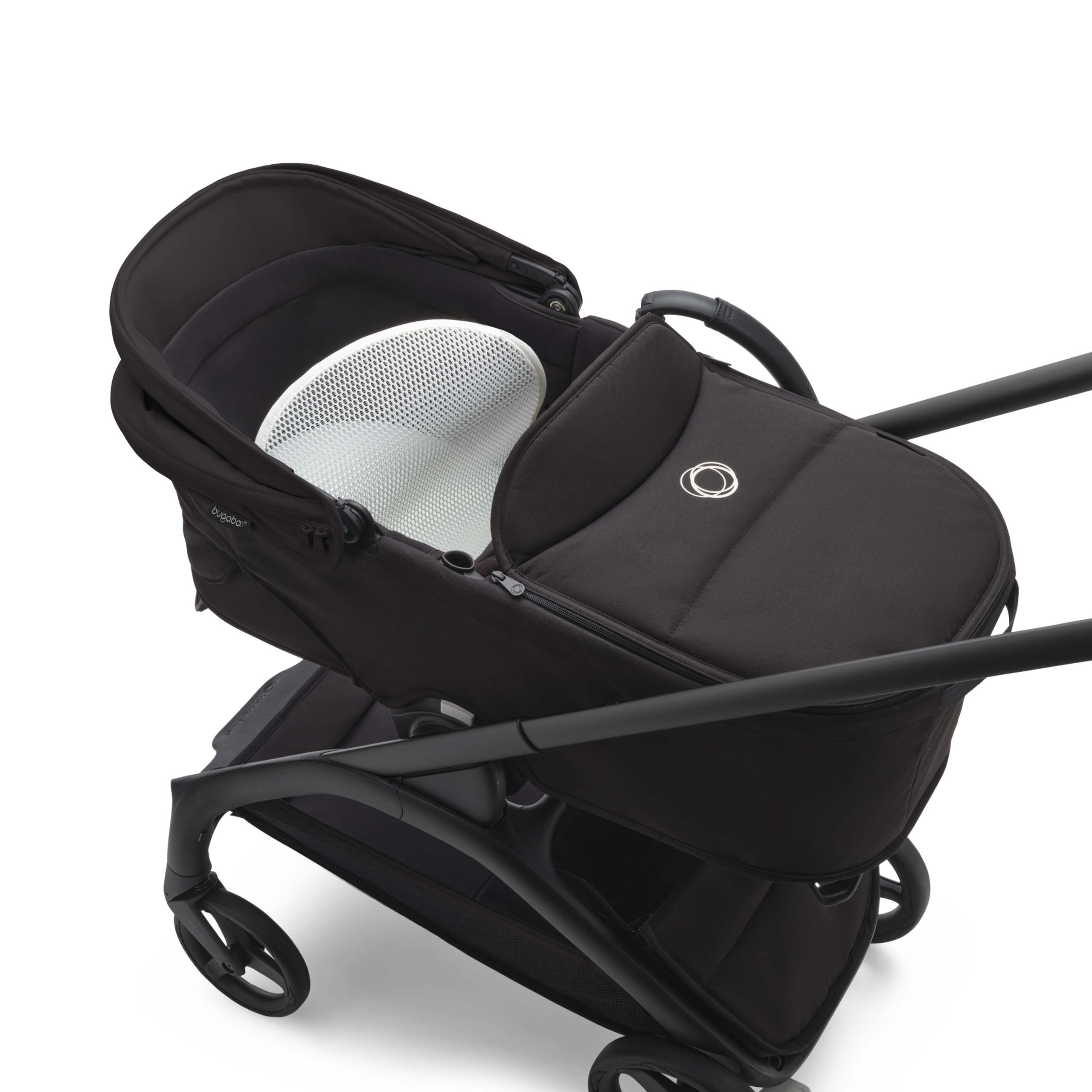 RBLU Bugaboo Dragonfly bassinet and seat stroller black base, midnight black fabrics, midnight black  sun canopy - Thumbnail Slide 8 van 10