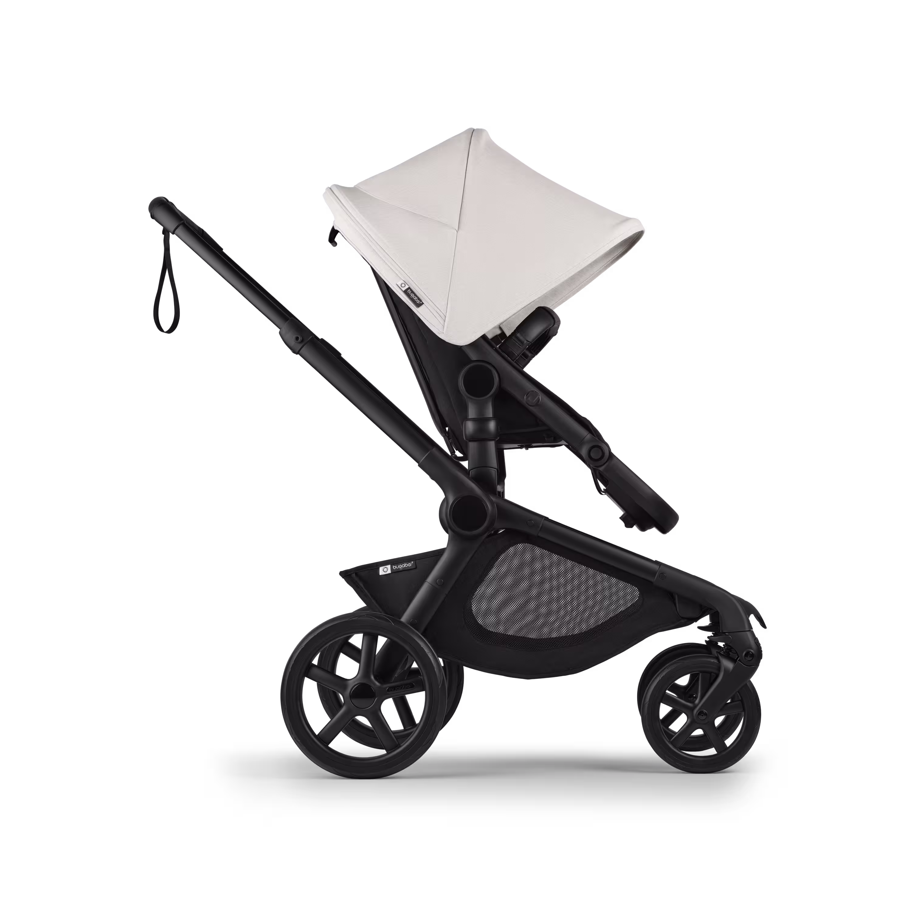 Bugaboo Kangaroo seat-only stroller black base, midnight black fabrics, misty white sun canopy - Main Modal Image Slide 2 of 11