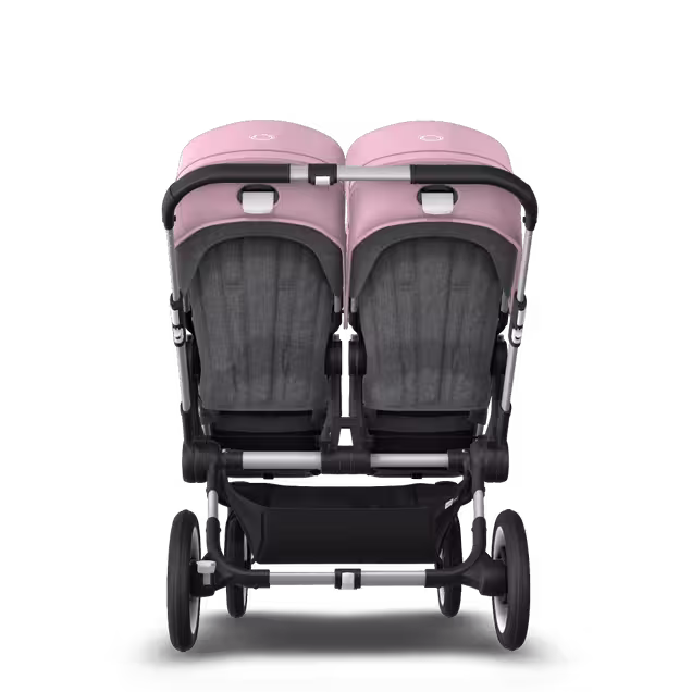 Bugaboo Donkey 3 Twin seat and carrycot pushchair soft pink sun canopy, grey melange fabrics, aluminium base - Main Image Slide 7 of 9