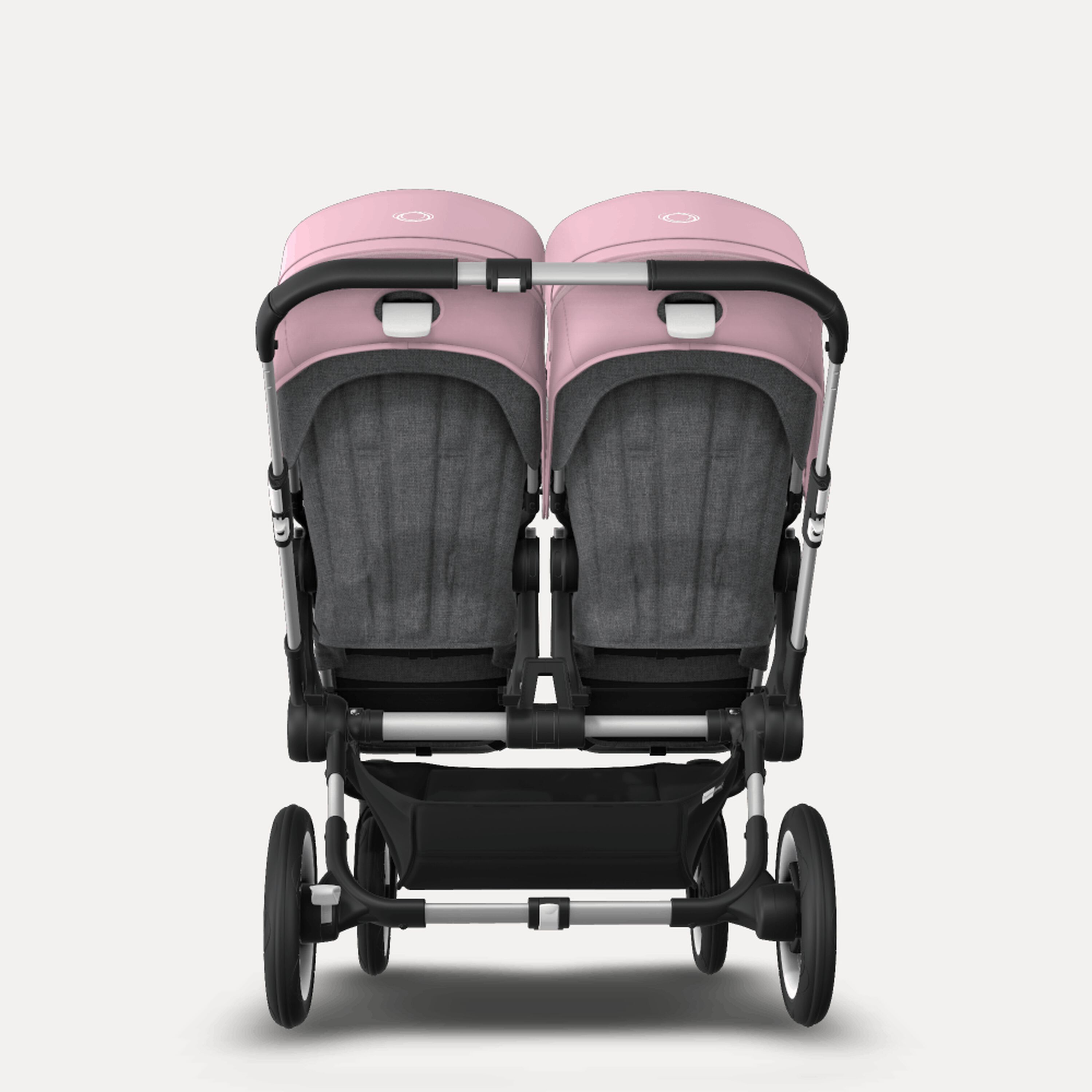 Bugaboo Donkey 3 Twin seat and carrycot pushchair soft pink sun canopy, grey melange fabrics, aluminium base - Main Modal Image Slide 7 of 9