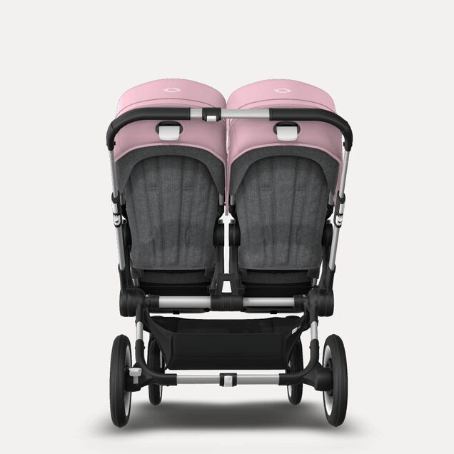 Bugaboo Donkey 3 Twin seat and carrycot pushchair soft pink sun canopy, grey melange fabrics, aluminium base - Main Image Slide 7 of 9