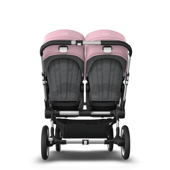 Bugaboo Donkey 3 Twin seat and carrycot pushchair soft pink sun canopy, grey melange fabrics, aluminium base - Main Image Slide 7 of 9