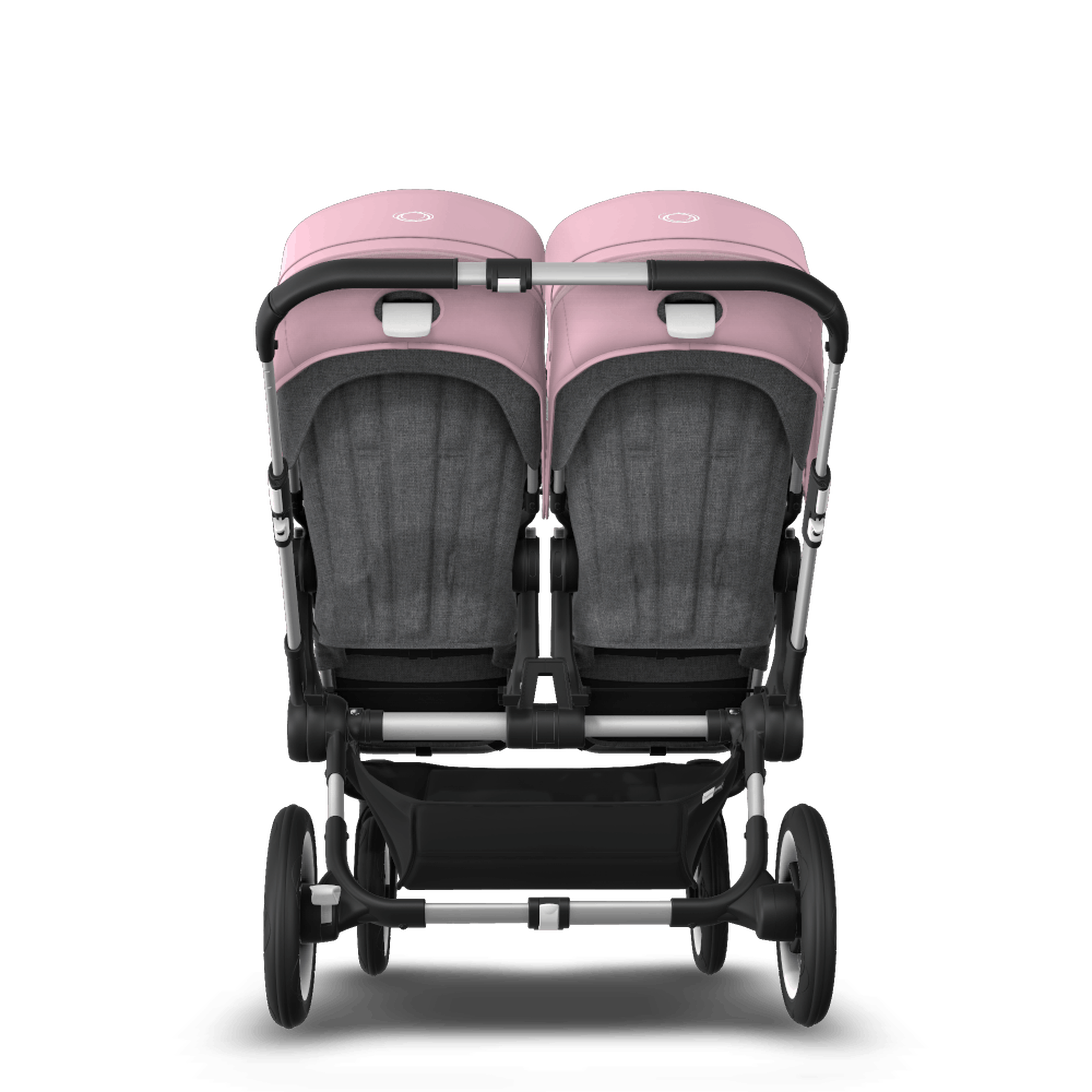 Bugaboo Donkey 3 Twin seat and carrycot pushchair soft pink sun canopy, grey melange fabrics, aluminium base - Thumbnail Slide 7 of 9