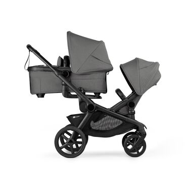 Bugaboo Kangaroo tandem pram black base, moon grey fabrics, moon grey sun canopy - view 2