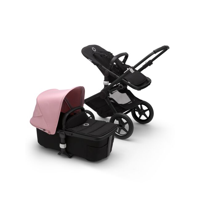 Fox 2 Seat and Bassinet Stroller Soft Pink sun canopy, Black style set, Black chassis - Main Image Slide 6 of 8