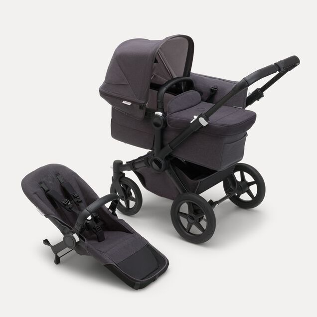 Bugaboo Donkey 5 Mono 2-in-1 stroller black base, mineral washed black fabrics, mineral washed black sun canopy - Main Image Slide 1 of 11