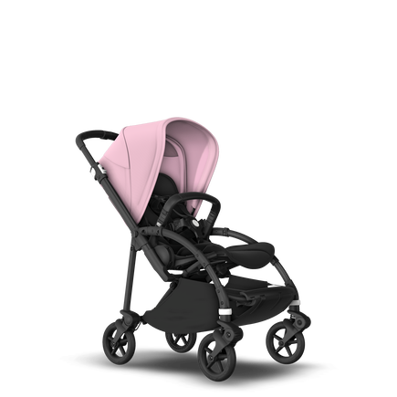 Bugaboo Bee 6 bassinet and seat stroller soft pink sun canopy, black fabrics, black base - view 2