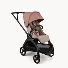 Bugaboo Dragonfly Plus seat stroller black base, desert taupe fabrics, dusty pink sun canopy
