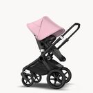 Bugaboo Fox 2 Seat and Bassinet Stroller soft pink sun canopy grey melange style set, black chassis