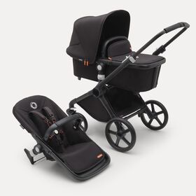 Bugaboo Fox Cub 2-in-1 stroller black base, midnight black fabrics, midnight black sun canopy