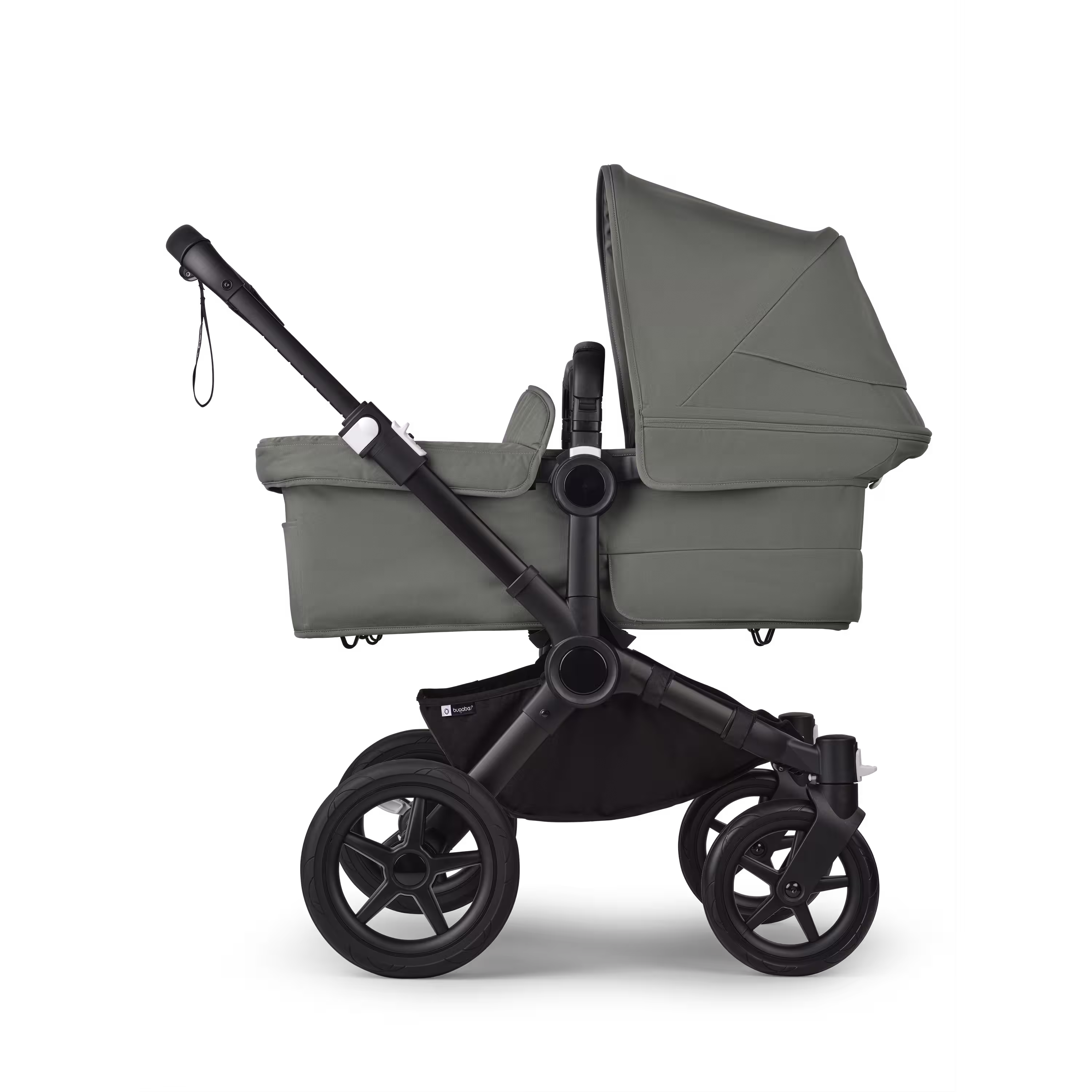 Bugaboo Donkey 5 twin stroller black base, forest green fabrics, forest green sun canopy - Main Modal Image Slide 2 of 12