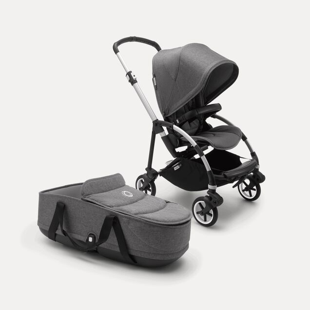 US - B6 bassinet stroller bundle aluminum, grey melange, grey melange - Main Image Slide 3 of 7