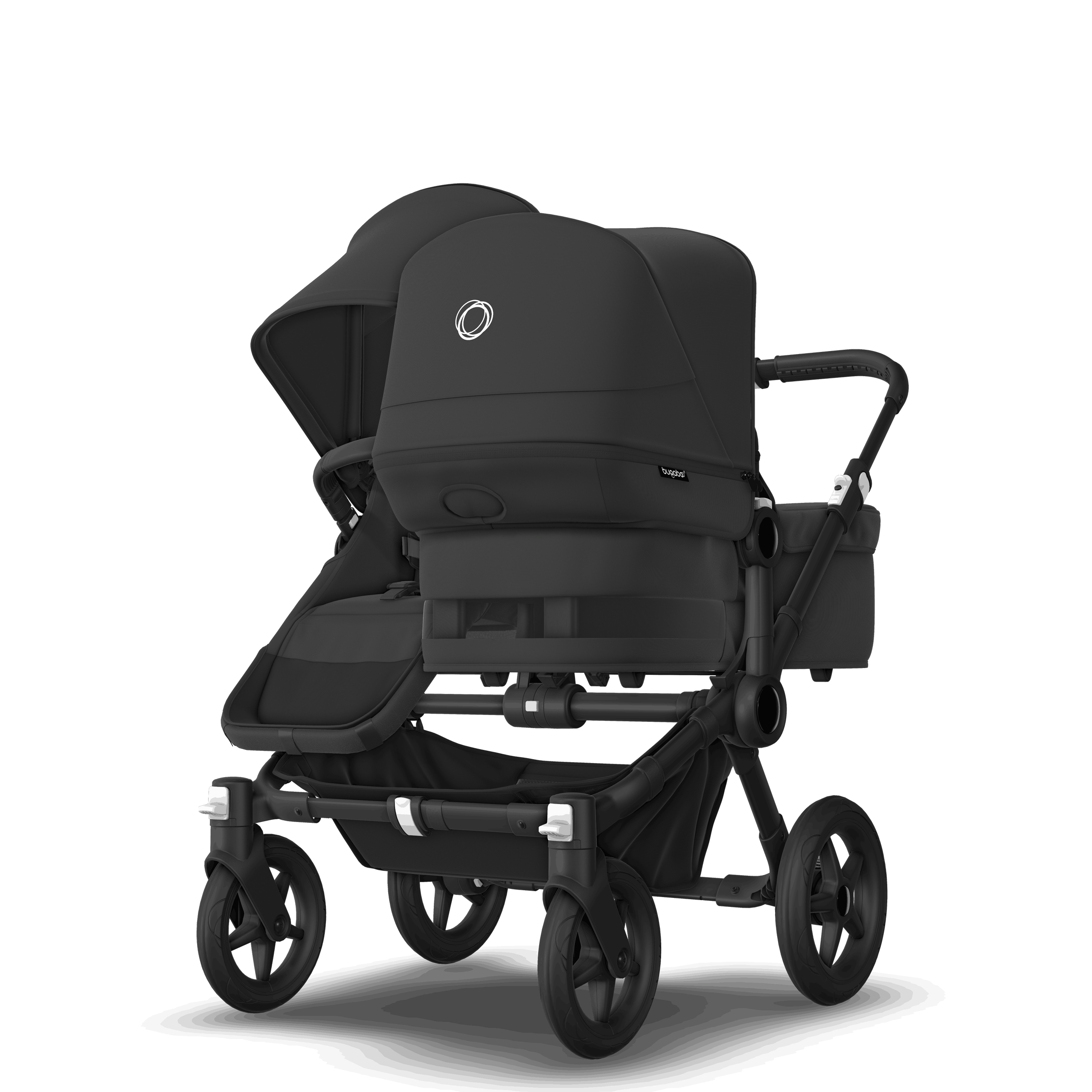 Bugaboo Donkey 5 Duo double stroller black base, midnight black fabrics, midnight black sun canopy - Thumbnail Slide 3 of 11