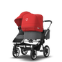 Bugaboo Donkey 3 Duo red sun canopy, grey melange seat, aluminum chassis - Thumbnail Slide 3 of 6