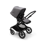 Bugaboo Fox 3 seat stroller with black frame, grey fabrics, and grey sun canopy. - Thumbnail Modal Image Slide 6 of 7