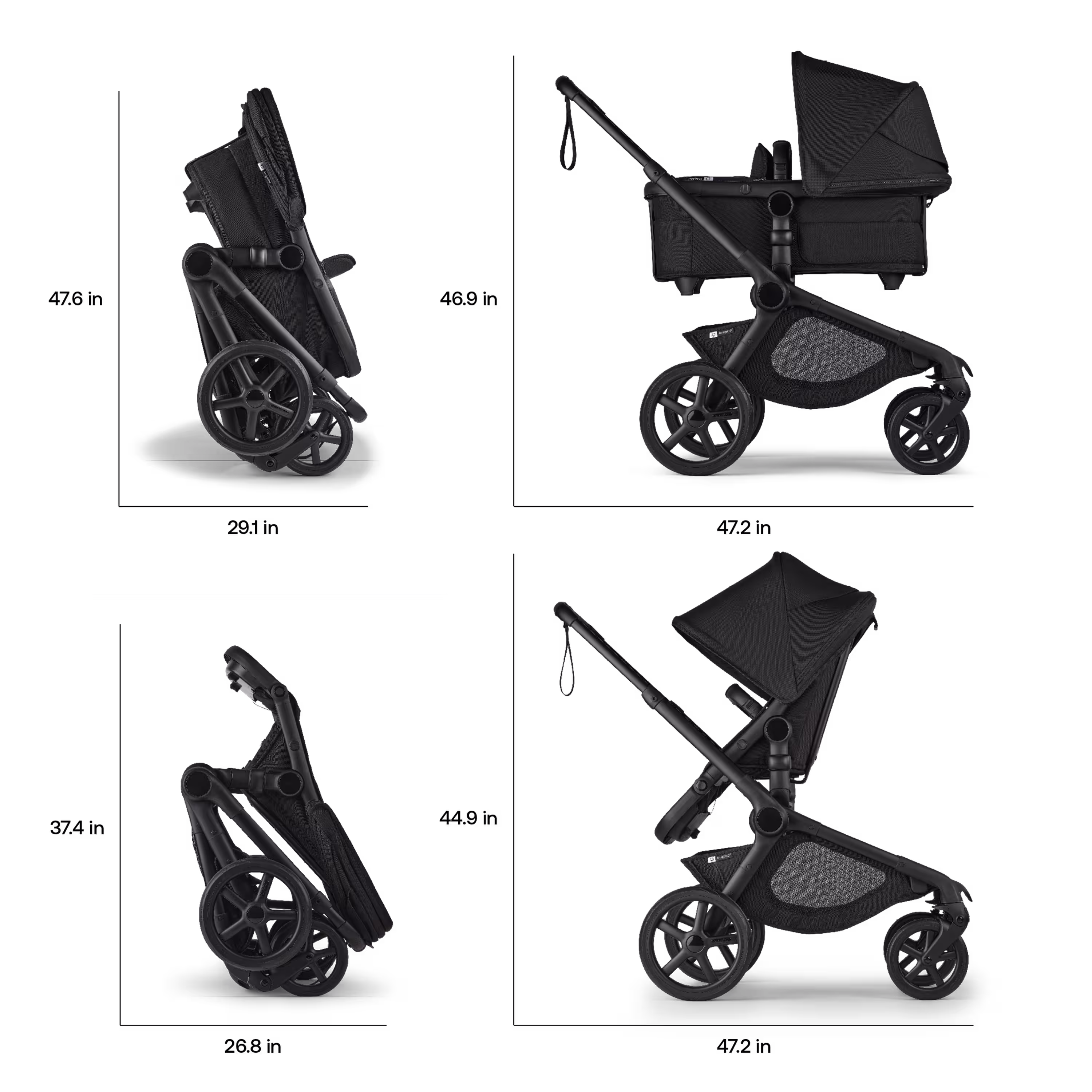 Bugaboo Kangaroo 2-in-1 stroller black base, forest green fabrics, forest green sun canopy - Main Modal Image Slide 13 of 18