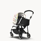 Bugaboo Bee 6 bassinet and seat stroller aluminium base, black fabrics, art of discovery white sun canopy