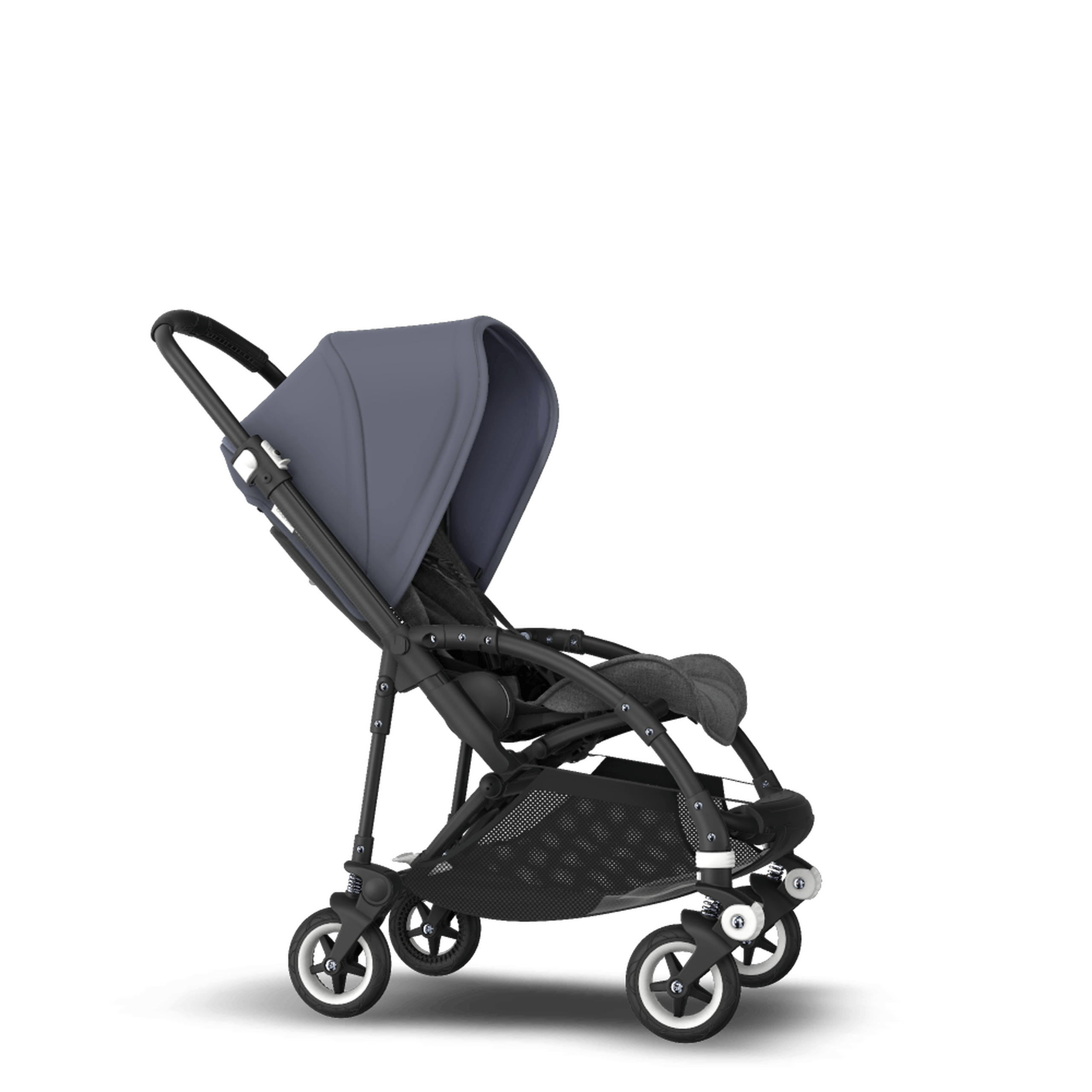 Bugaboo Bee 5 seat stroller steel blue sun canopy, grey melange fabrics, black base - Thumbnail Slide 4 of 6