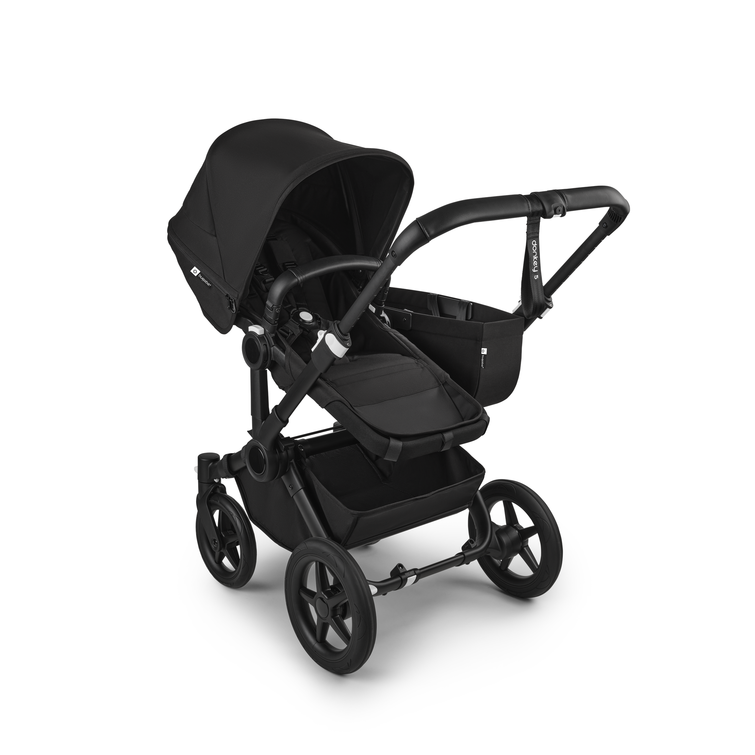Bugaboo Donkey 5 Mono 2-in-1 stroller black base, midnight black fabrics, midnight black sun canopy - Thumbnail Slide 2 of 11