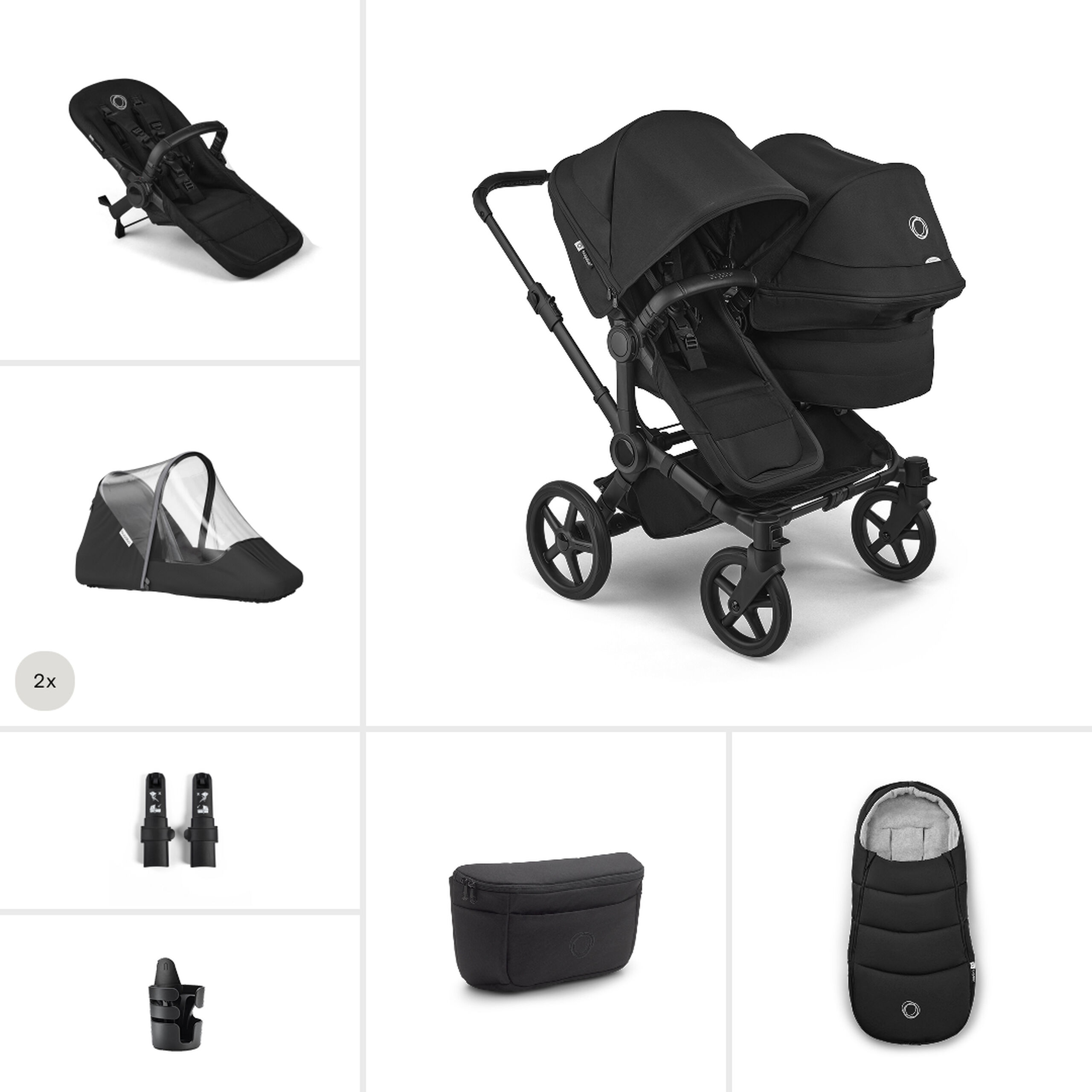 Bugaboo Donkey 6 Double Essential stroller bundle - Thumbnail Slide 1 of 7