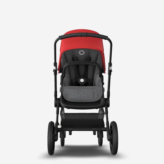 Bugaboo Fox 2 seat and bassinet stroller red sun canopy, grey melange fabrics, black base - Main Image Slide 7 of 10