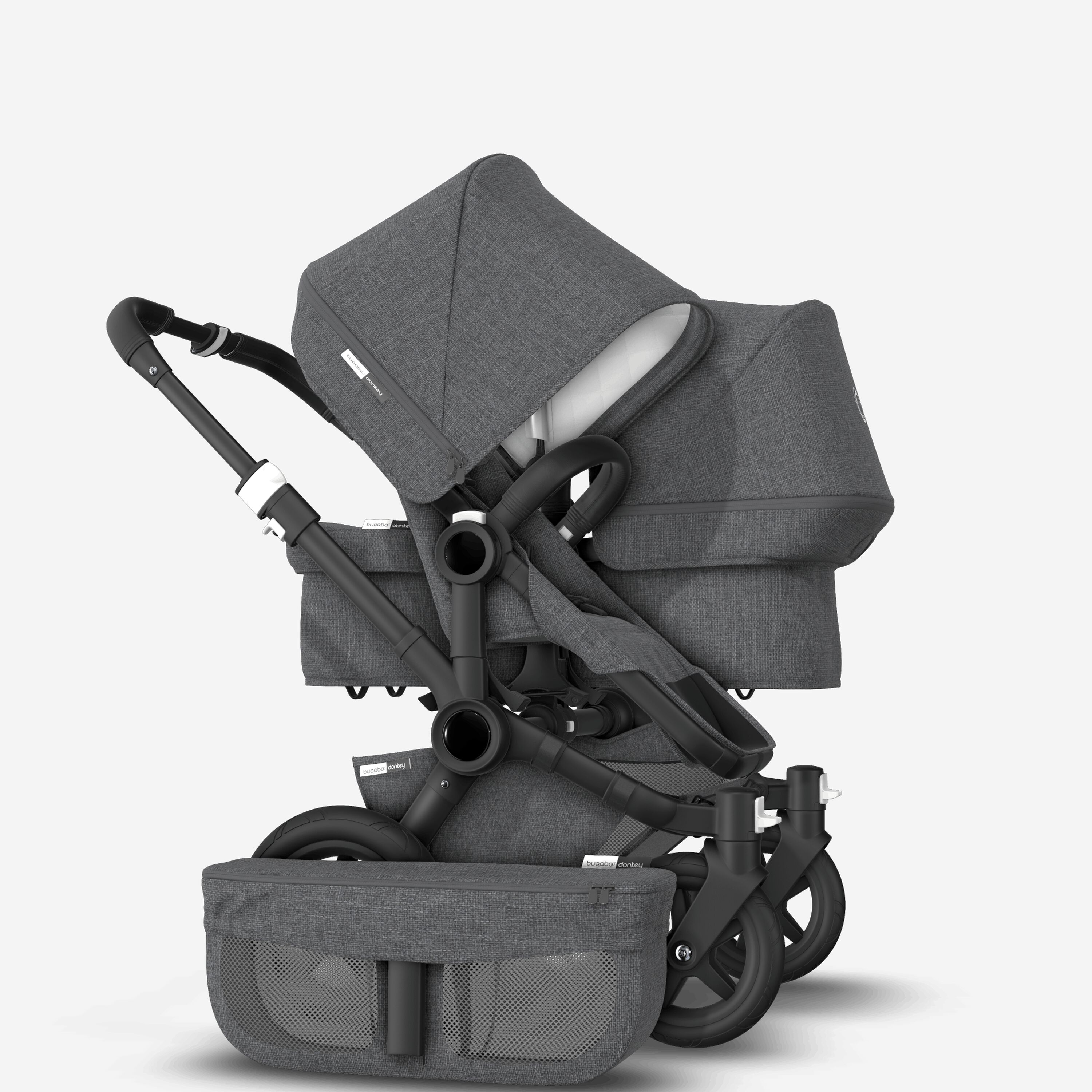 UK Bugaboo Donkey 2 Duo Classic Grey Melange, Black Chassis - Main Modal Image Slide 4 of 6