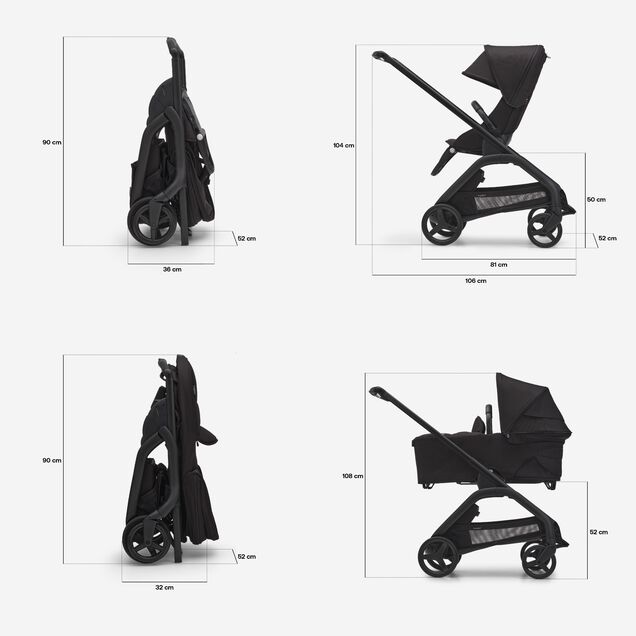 RBLU Bugaboo Dragonfly bassinet and seat stroller black base, midnight black fabrics, midnight black  sun canopy - Main Image Slide 6 of 13